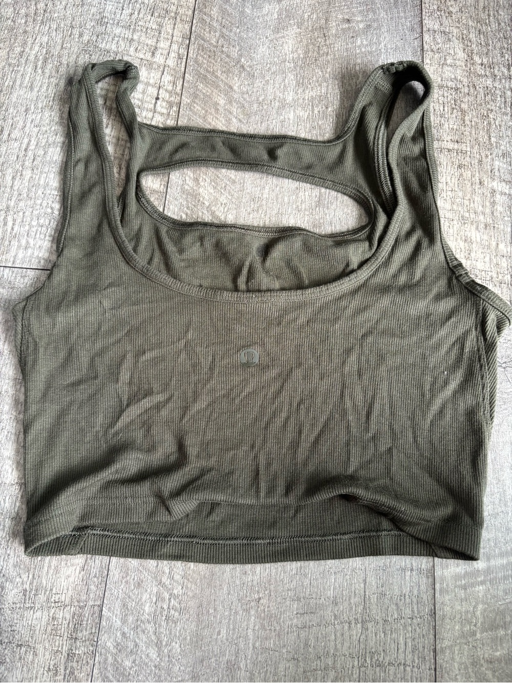 lululemon athletica Olive Green Ribbed Tank Sports Bra